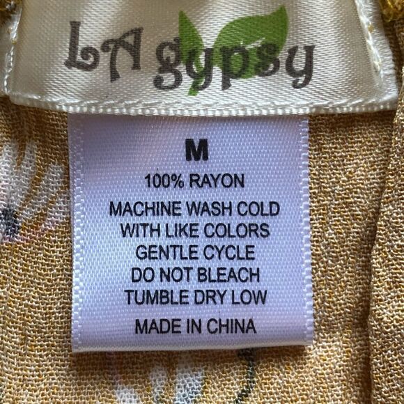 LA Gypsy Blouse Crop Mustard/flowers Medium - Picture 4 of 5